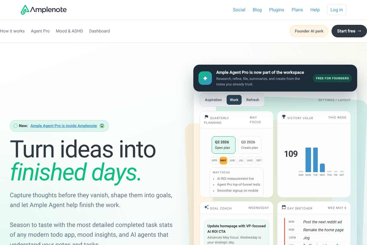 Amplenote homepage