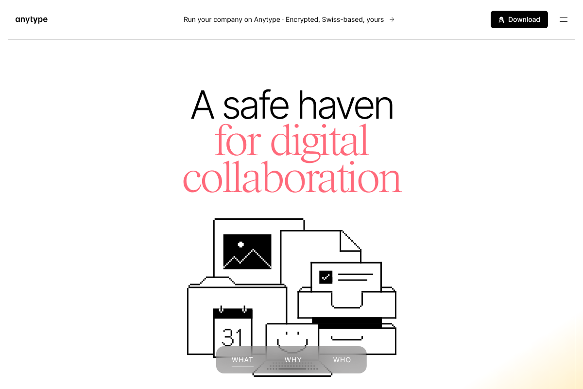 Anytype local-first note app homepage