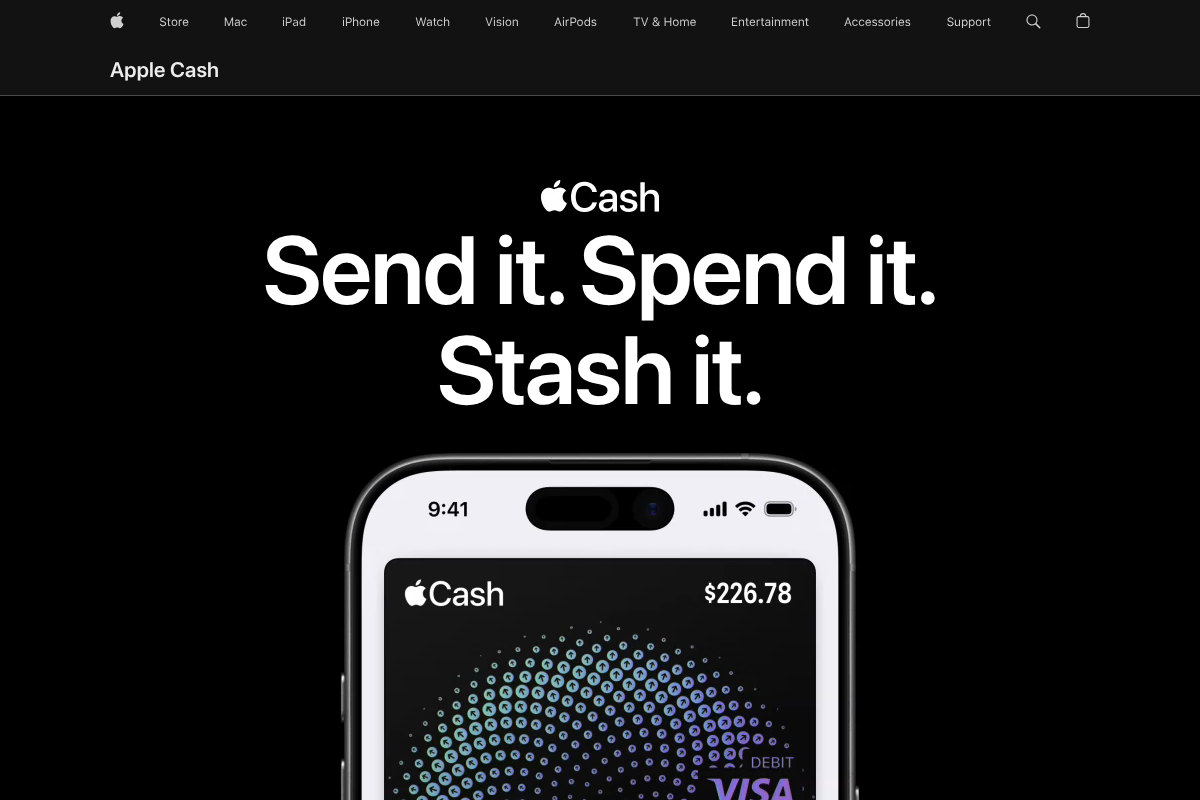 Apple Cash page showing money sent and received inside Messages