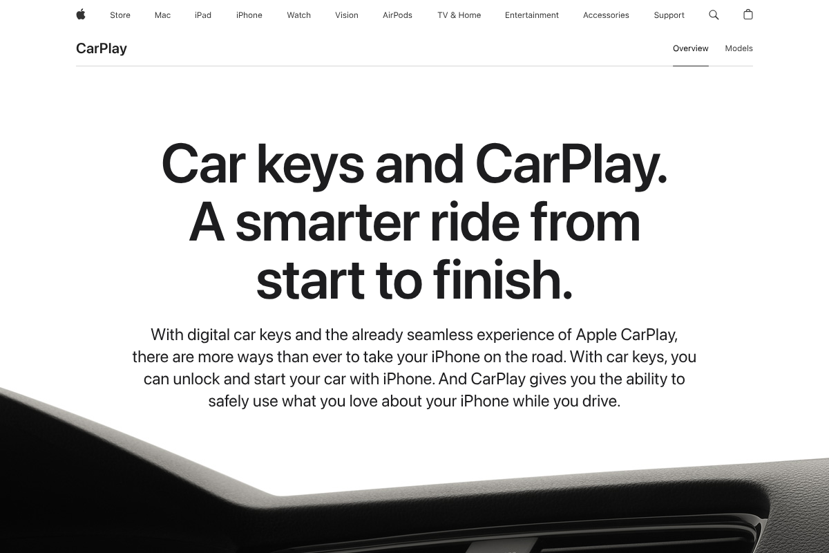 Apple CarPlay overview page
