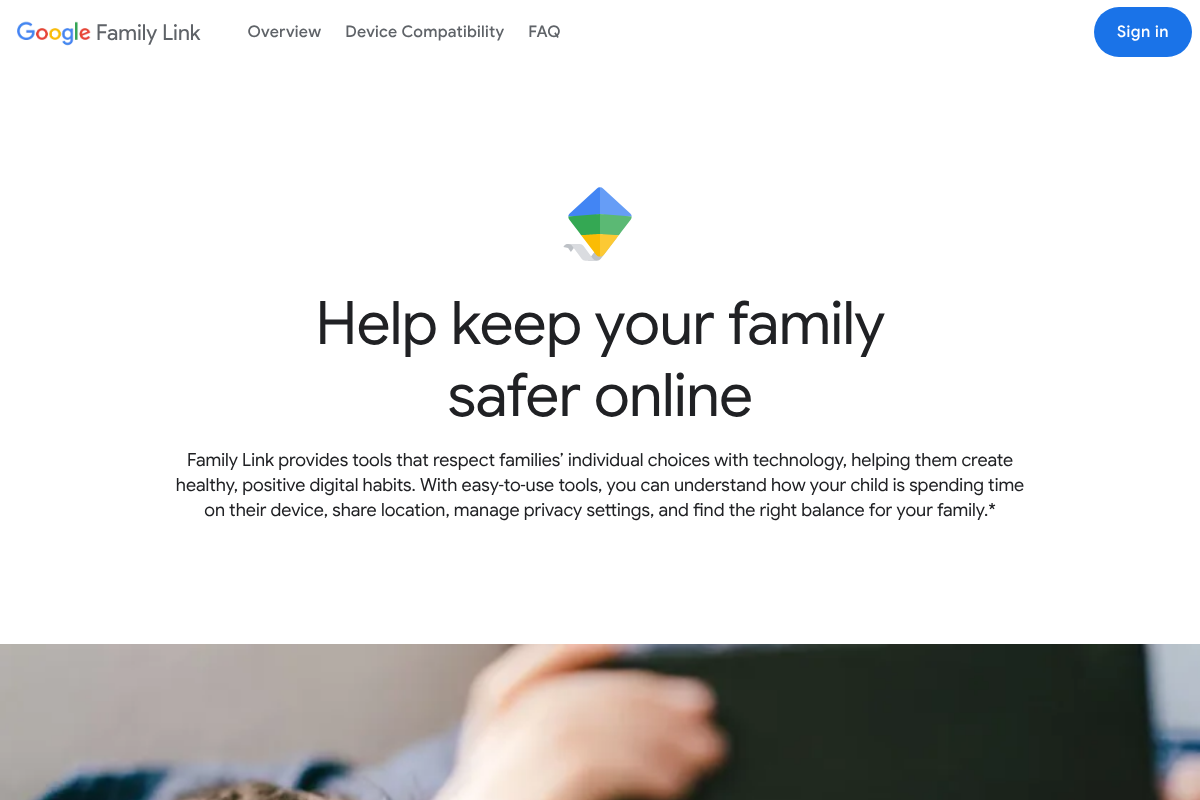 Google Family Link homepage