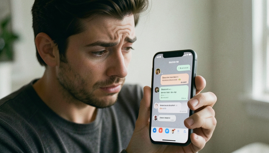 A person looking frustrated at an Android phone filling with news notification pop-ups